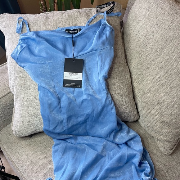 PrettyLittleThing baby blue cowl neck mini dress - Picture 3 of 4